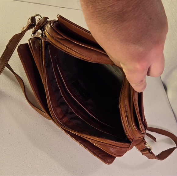 De Bon Brown Leather Womens Purse Handbag Small - Picture 3 of 5